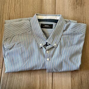Mexx Metropolitan Men's XL Blue Striped Long Sleeve Button-Up Shirt